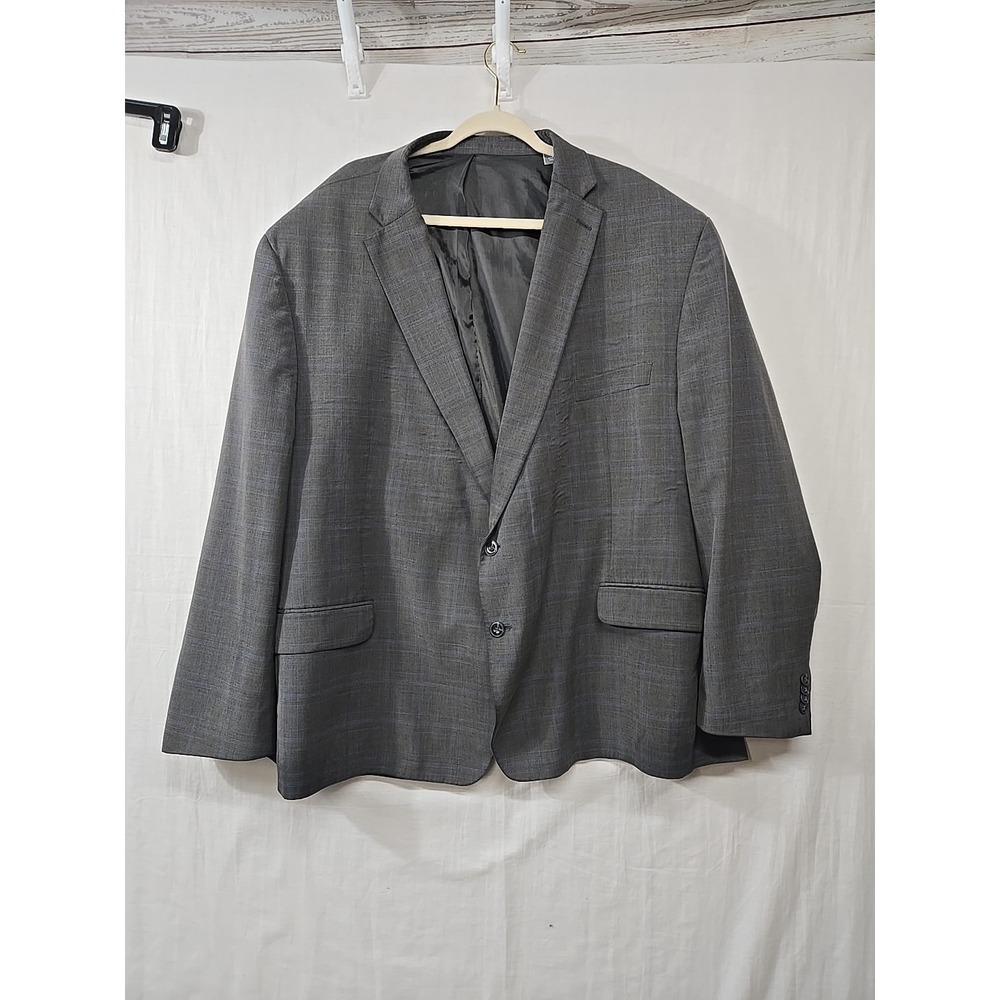Michael Kors Blazer Men Size 58R Blue Windowpane Plaid Two Button Double‎ Vented